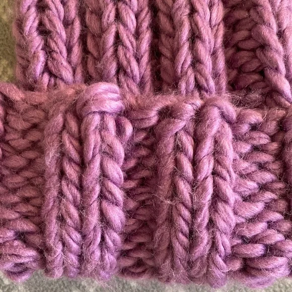 Cozy Chunky Purple Hand Knit Beanie - Picture 2 of 2